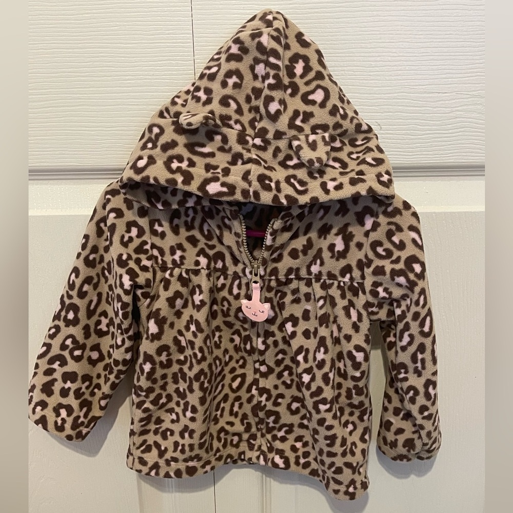Girl’s Carter’s Leopard Fleece Hoodie Size 18 Months